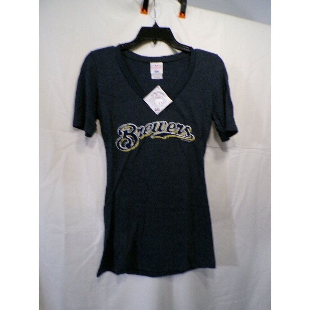 Campus Lifestyle Milwaukee Brewers Women's M Navy V-Neck T-Shirt